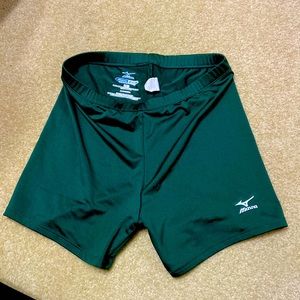 Mizuno spandex/polyester shorts- dark green.   Size large, worn only once